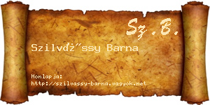 Szilvássy Barna névjegykártya